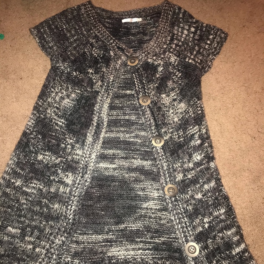 Short Sleeve Button-Up Sweater